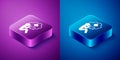 Isometric Helping hand icon isolated on blue and purple background. Square button. Vector Royalty Free Stock Photo