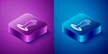 Isometric Helping hand icon isolated on blue and purple background. Square button. Vector Royalty Free Stock Photo