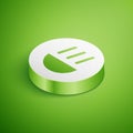 Isometric High beam icon isolated on green background. Car headlight. White circle button. Vector Royalty Free Stock Photo