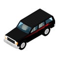 Isometric high quality city transport car icon black passenger station wagon car