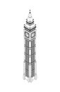 Isometric highly detailed Big Ben tower.