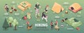 Isometric Hiking Camping Infographics