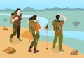 Isometric Hiking Group Composition