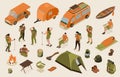 Isometric Hiking Icon Set