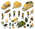 Isometric Hiking Icon Set