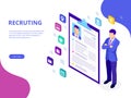 Isometric, hiring and recruitment concept for web page, banner, presentation. Job interview, recruitment agency vector