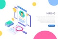 Isometric hiring and recruitment concept for web page, banner, presentation. Job interview, recruitment agency. Vector Royalty Free Stock Photo