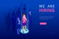 Isometric hiring and recruitment concept for web page, banner, presentation. Job interview, recruitment agency vector Royalty Free Stock Photo