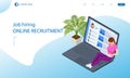Isometric hiring and recruitment concept for web page, banner, presentation. Job interview, recruitment agency. HR job Royalty Free Stock Photo