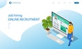 Isometric hiring and recruitment concept for web page, banner, presentation. Job interview, recruitment agency. HR job Royalty Free Stock Photo