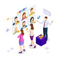 Isometric hiring and recruitment concept for web page, banner, presentation. Job interview, recruitment agency Royalty Free Stock Photo