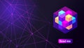 Isometric holographic geometric icon Crypto Currency, colorful abstract background. A great concept for a web design template 10