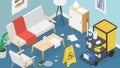 Isometric Home Cleaning Illustration