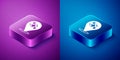 Isometric Home cleaning service concept icon isolated on blue and purple background. Building and house. Square button Royalty Free Stock Photo