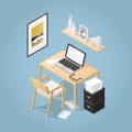 Isometric Home Office Concept Royalty Free Stock Photo