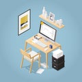 Isometric Home Office Concept Royalty Free Stock Photo