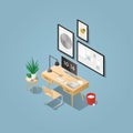 Isometric home office concept Royalty Free Stock Photo
