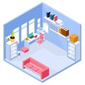 Isometric home office interior Royalty Free Stock Photo