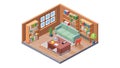 Isometric Home Office or Study Room with Window View, vector design Generative AI Royalty Free Stock Photo