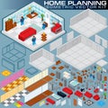 Isometric Home Plan. 3D Vector Creation Kit Royalty Free Stock Photo