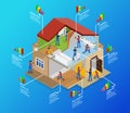 Isometric Home Repair Infographic Template Royalty Free Stock Photo