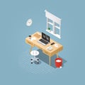 Isometric home workplace illustration Royalty Free Stock Photo