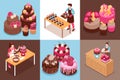 Isometric Homemade Cake Design Concept Set