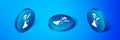 Isometric Hookah icon isolated on blue background. Blue circle button. Vector