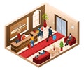 Isometric Hotel Lobby Composition