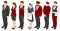 Isometric Hotel Services Receptionist Baker and Waiter, Cleaners and Porter, Hospitality Workers, Hotel Restaurant Team