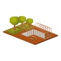 Isometric house architecture model and trees design Royalty Free Stock Photo