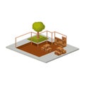 Isometric house architecture model and trees design Royalty Free Stock Photo