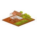 Isometric house architecture model and trees design Royalty Free Stock Photo