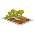 Isometric house architecture model and trees design Royalty Free Stock Photo