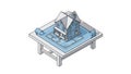 Isometric House Blueprint on Drafting Table Illustration Royalty Free Stock Photo