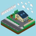 Summer Mansion Isometric Composition