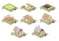 Isometric House Construction Phases Isolated on White. Stages from Plan to Finished Building