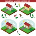 Isometric house.3D Village Landscape creator set