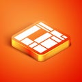 Isometric House Edificio Mirador icon isolated on orange background. Mirador social housing by MVRDV architects in