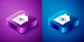 Isometric House with eye scan icon isolated on blue and purple background. Scanning eye. Security check symbol. Cyber Royalty Free Stock Photo