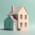 The real estate model of a pastel colors house is detached. Generative AI