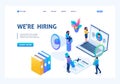 Isometric HR Manager, we hire employees to our company, recruiting concept. Landing page concepts and web design Royalty Free Stock Photo