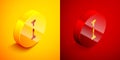 Isometric Human broken bone icon isolated on orange and red background. Circle button. Vector Royalty Free Stock Photo