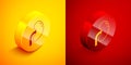 Isometric Human kidney icon isolated on orange and red background. Circle button. Vector Royalty Free Stock Photo
