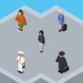 Isometric Human Set Of Lady, Seaman, Girl And Other Vector Objects. Also Includes Hostess, Woman, Seaman Elements.