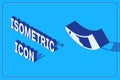 Isometric Hunting horn icon isolated on blue background. Vector
