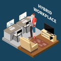 Isometric Hybrid Workplace Concept