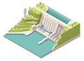 Isometric hydroelectric power station Royalty Free Stock Photo