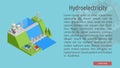 Isometric Hydroelectricity Conceptual Banner Royalty Free Stock Photo