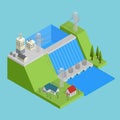 Isometric Hydroelectricity Conceptual Design Royalty Free Stock Photo